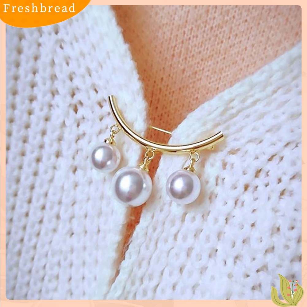 [ TERLARIS]Fashion Faux Pearl Dangle Beads Collar Lapel Brooch Pin Clothes Jewelry Decor