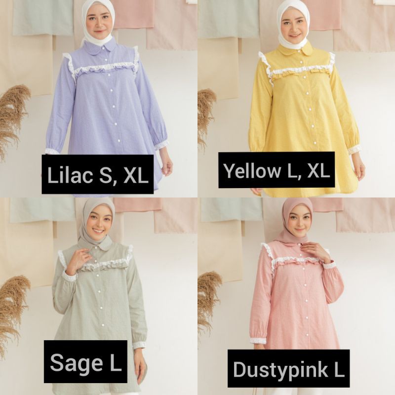 Nonny Tunic Tunik Yellow Lilac  by Geulis