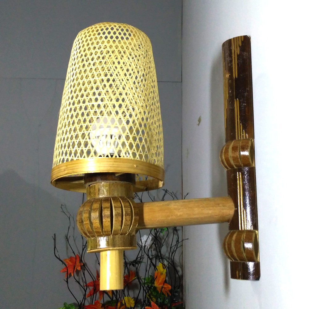 Kap Lampu Bambu | Kap Lampu Hias Dinding Anyaman Bambu