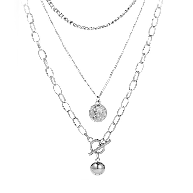 Set 3 Pcs Kalung Rantai Panjang Multilayer Gaya Harajuku Hip-Hop Untuk Pria Dan Wanita