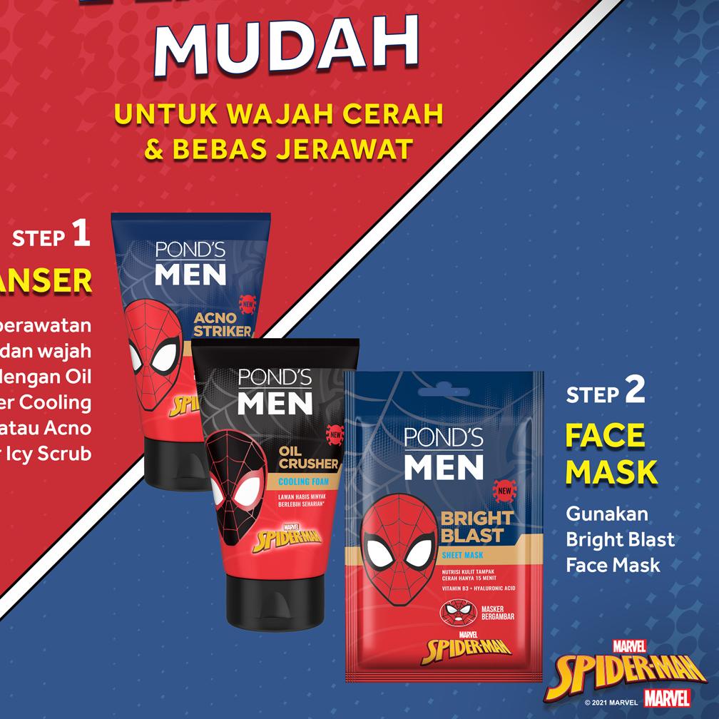 ➸ Buy 2x Ponds Men Oil Crusher Facial Foam Sabun Cuci Muka Pria 100G Spiderman Edition ™