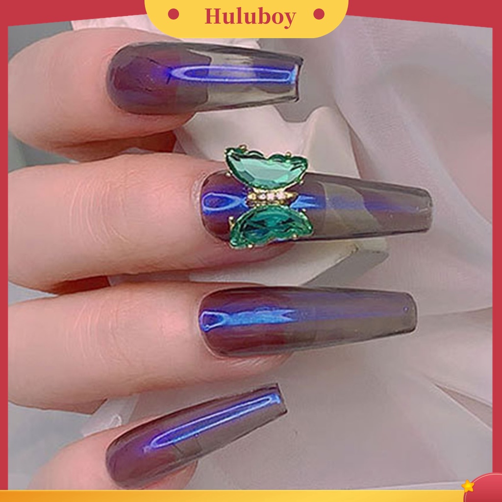 Huluboy Huluboy♡ 5pcs / Set Ornamen Kupu-Kupu Kristal 3D Warna-Warni Untuk Manicure