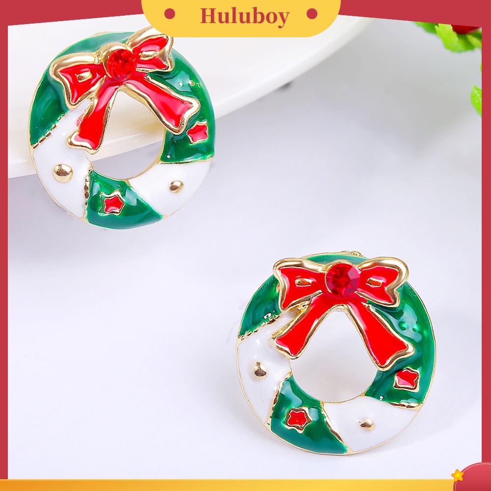 Hu Hu Hu Hu Hu Alat Bantu Pasang Kacamata♡ Anting Stud Desain Pohon Natal Bahan Alloy Aksen Berlian Imitasi Untuk Wanita