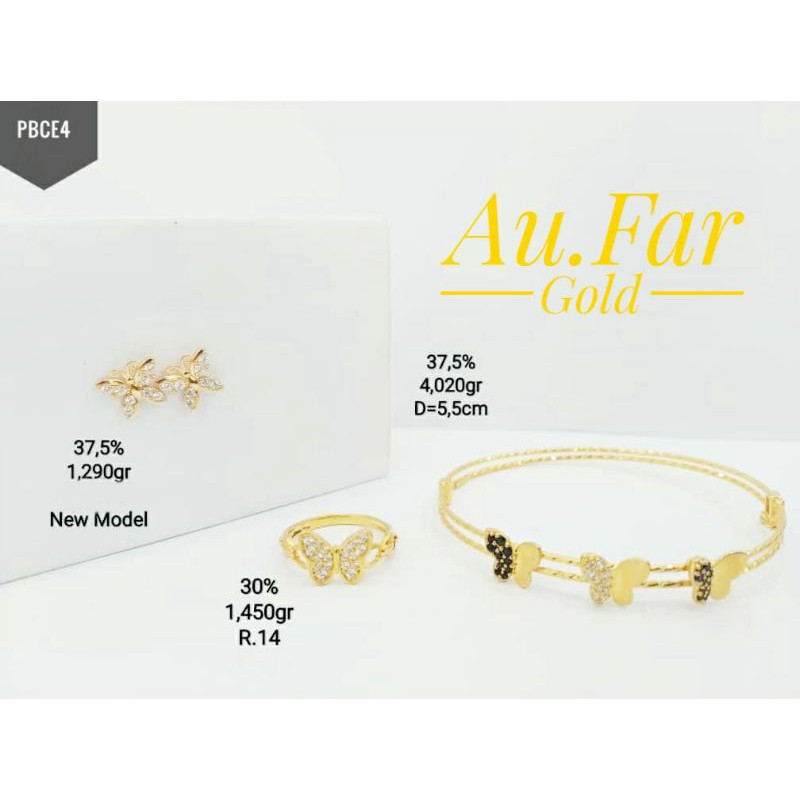 Fashion Aksesoris Wanita Gelang Emas Kadar  375, Cincin Emas Kadar 300 dan Anting Emas Kadar 375