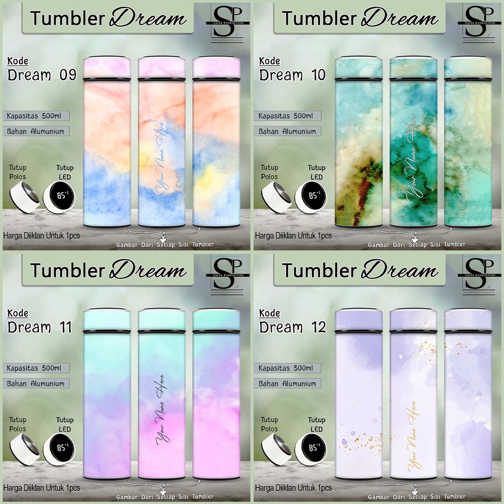 Tumbler Botol Minum Motif Marble Cloud 500 Ml