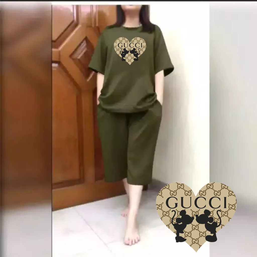 Setelan Jumbo Wanita + Celana Kulot 3/4 Atasan Big Size LD 120 LOVE GG