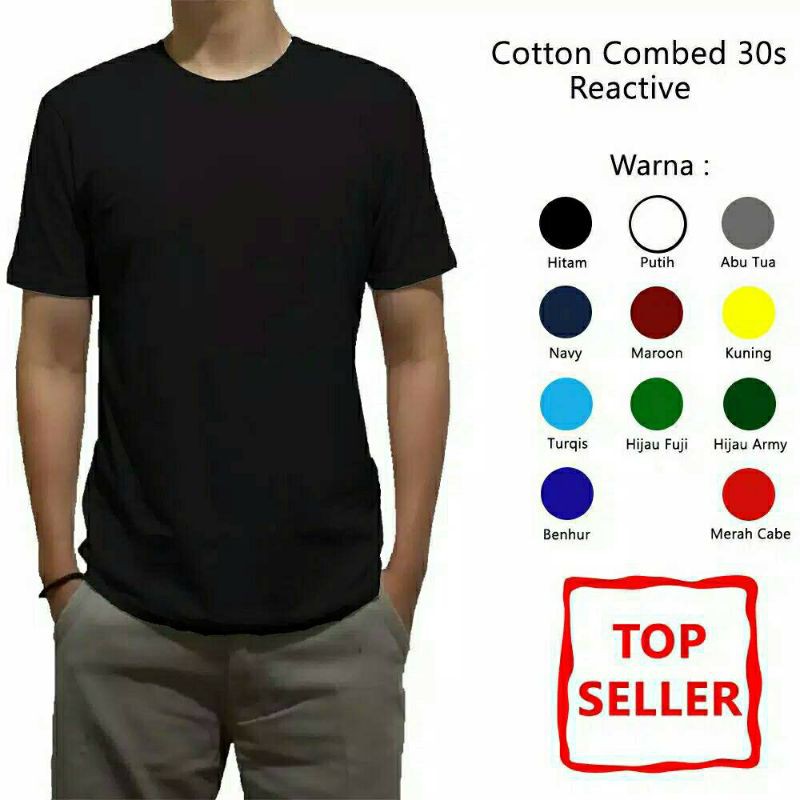 KAOS POLOS COMBED 30s TERMURAH BAHAN MENYERAP KERINGAT