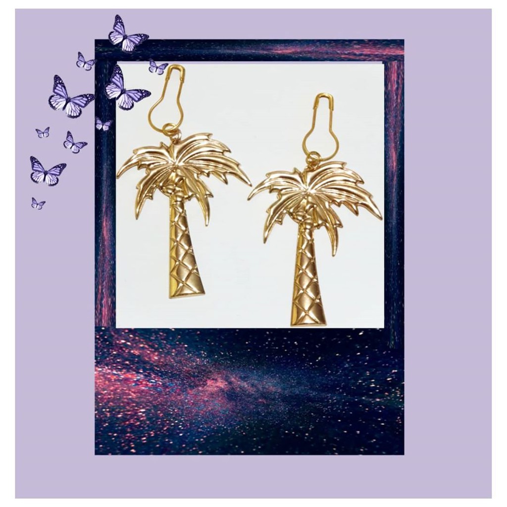 Aksesoris anting hijab motif pohon gold