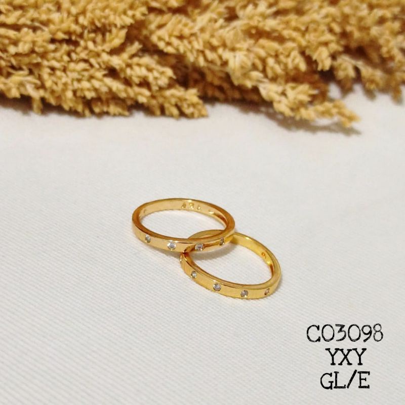 Cincin Yaxiya Model Tipis Mix Mata Zircon warna Gold (size 5-7) C03098