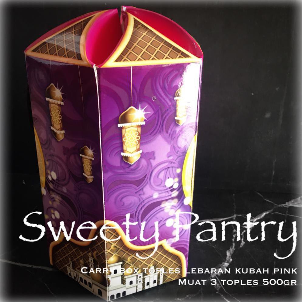 

Dus Kue / Box Kue / Carry Box 3 Toples 500gr Lebaran Kubah Pink