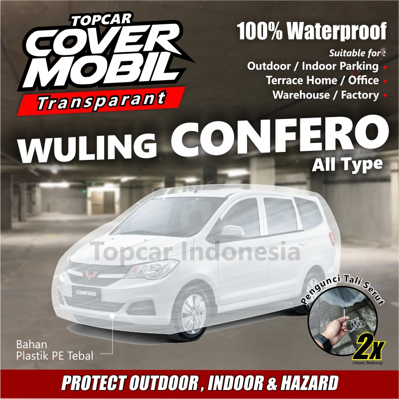 Cover Mobil Transparan Wuling Confero Plastik Tebal Plastik Waterproof Outdoor Indoor Part Mobil Aksesoris Exterior Selimut Pelindung Anti Air Debu Kotoran Hewan Teras Gudang Rumah