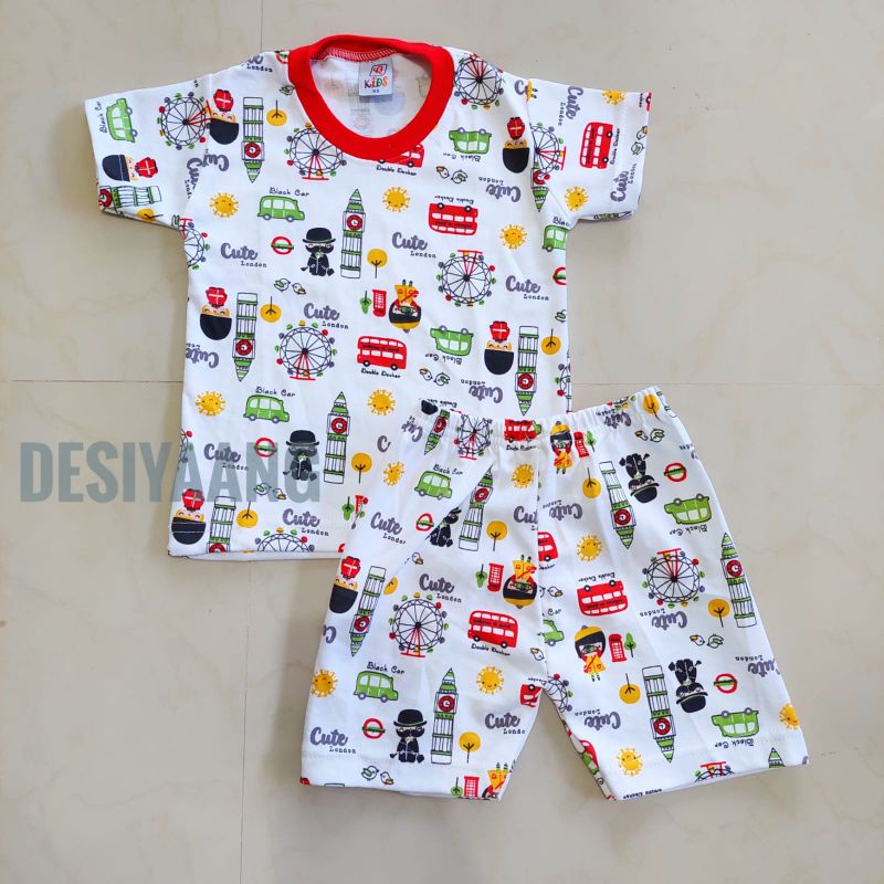 Grosir 10pcs Setelan Qkids Size Xs Usia 5-20 bulan Lengan Pendek Celana Pendek bahan Libby