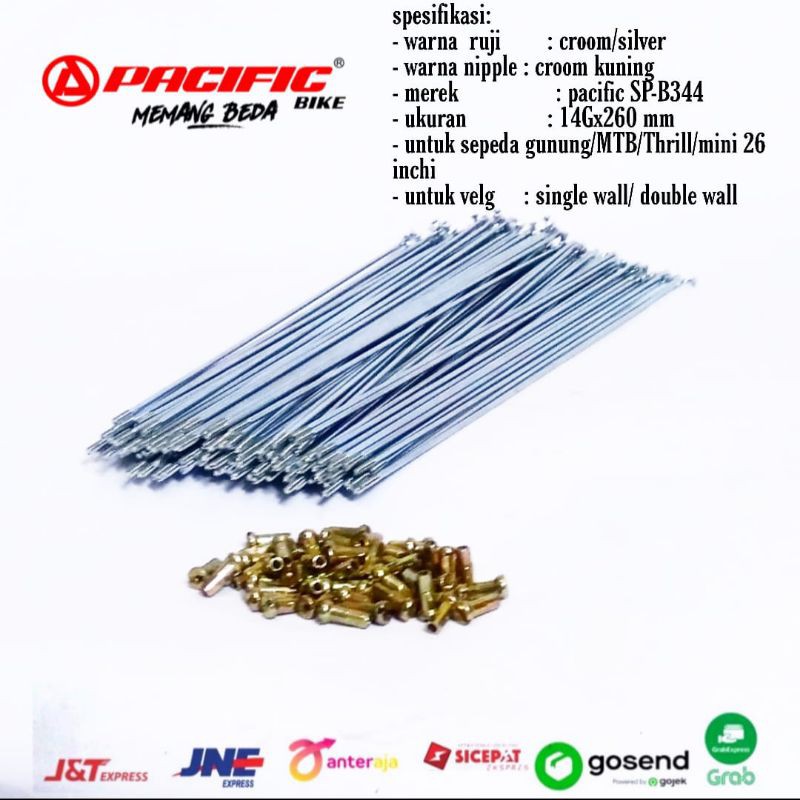 jari jari sepeda 26 inchi mtb gunung thrill mini velg double wall / singgle wall 36 pcs Hole 14Gx260