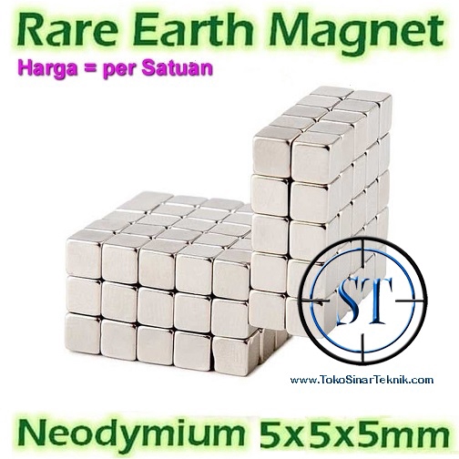 5 Pcs. Magnet PLT 5x5x5mm N35 Strong Magnet Neodymium Balok Persegi Kuat 5mm Kubus Mengkilap 5 PCS