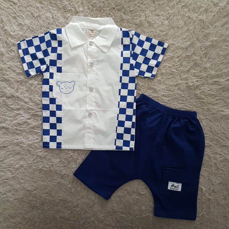 Baju Bayi Import Bear kemeja set