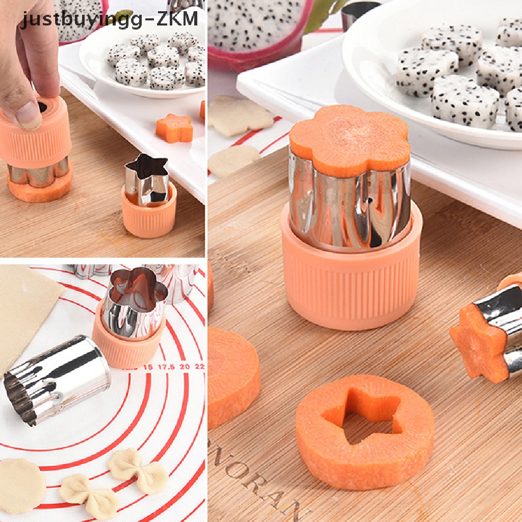 8pcs / set Alat Pemotong Sayuran Buah Portabel Bahan Stainless Steel Gagang Plastik Untuk Dapur