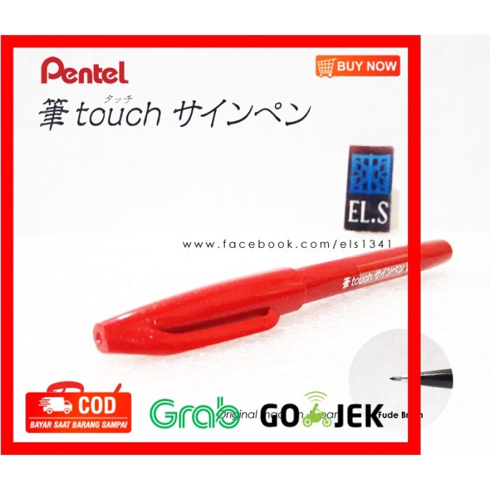 

(BISA COD) Pentel Touch Brush Pen Red
