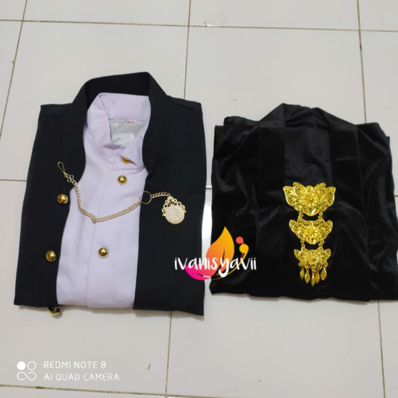 Full Set Baju Couple Adat Jawa / Prewed / Nuansa Hitam - Motif Parang Kembang