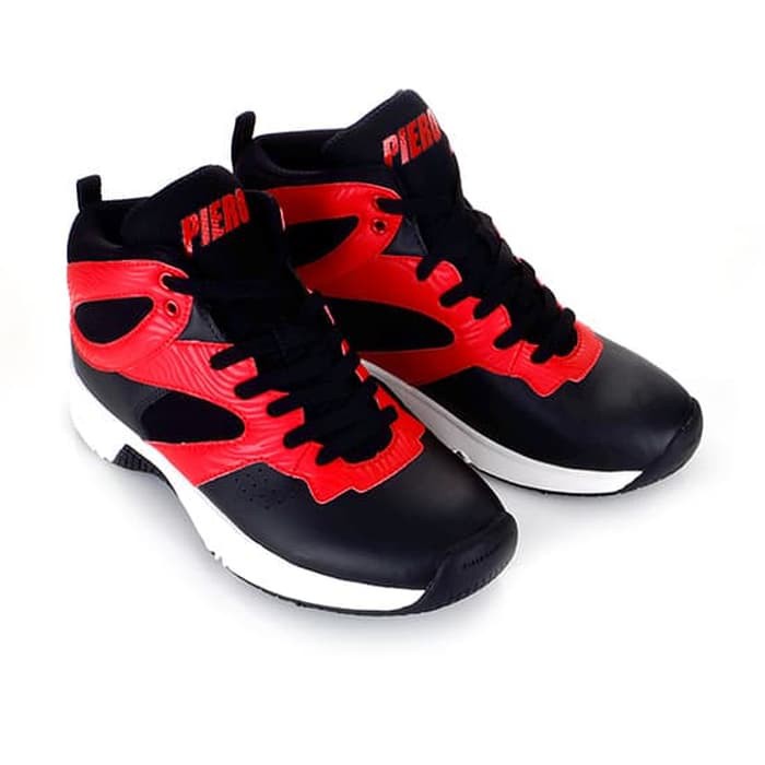 PIERO SEPATU BASKET COMMANDER - BLACK/WHITE/RED - Hitam, 38