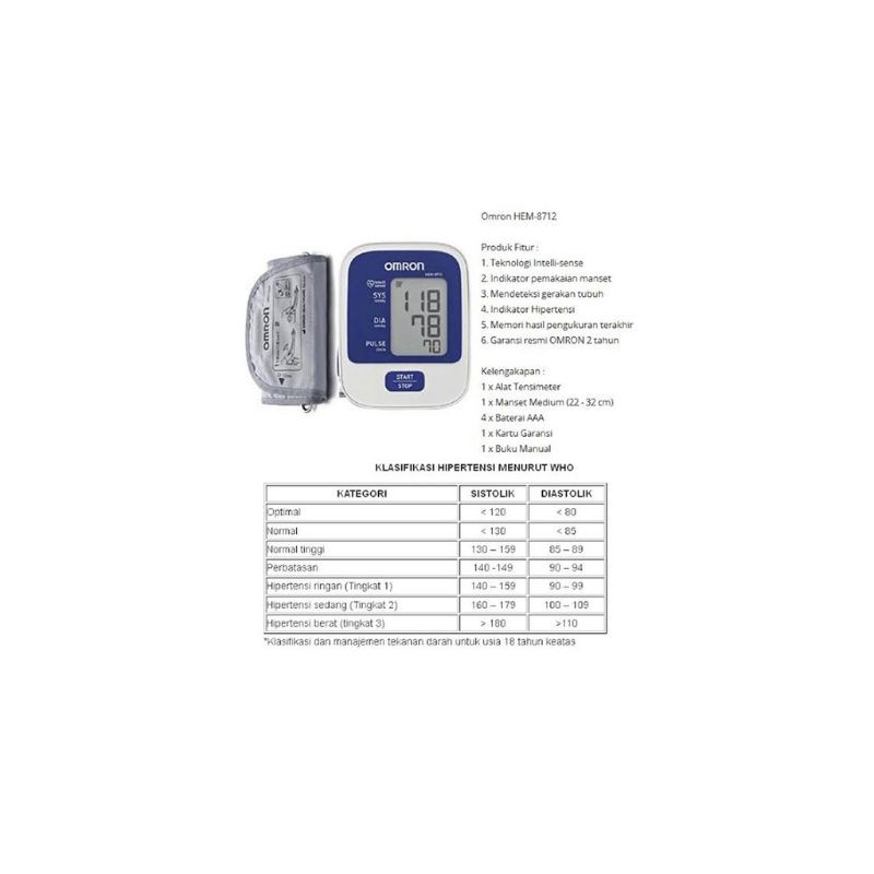 Original Tensimeter Digital Omron 8712 Garansi Resmi 5 Tahun