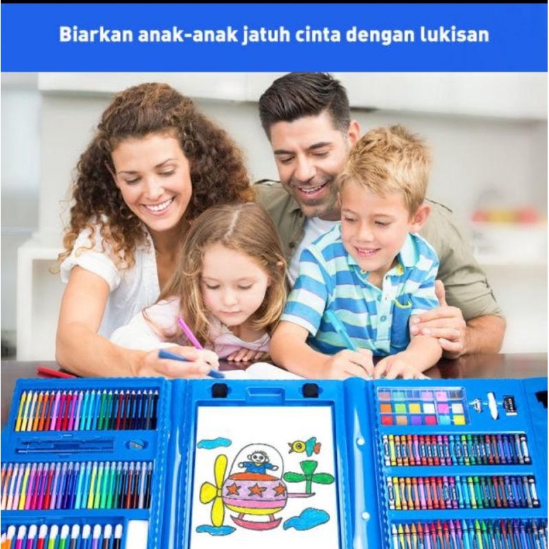 crayon art set 208 pcs alat mewarnai pensil oil colour dll