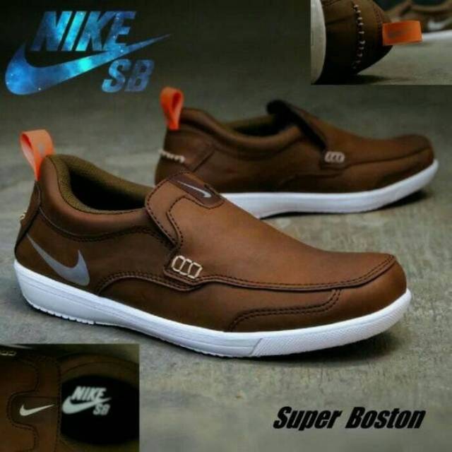 SEPATU PRIA NIKE SPORT BOSTIN COKLAT SEPATU SLIP ON PRIA KERJA KULIAH SANTAI