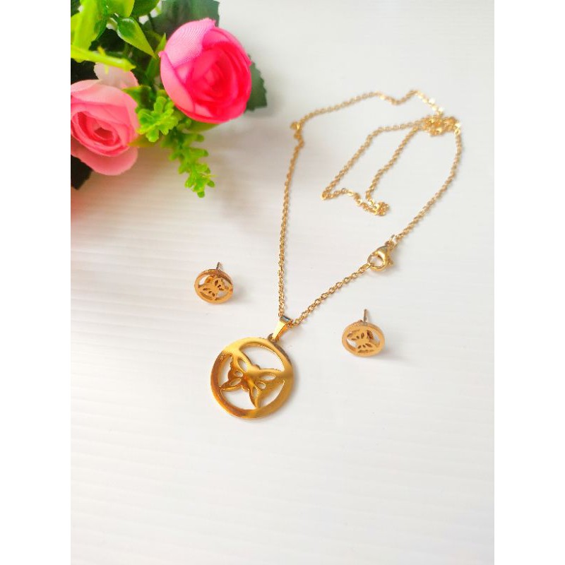 Kalung Set Anting Titanium Import2