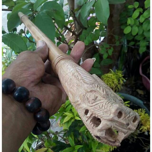 Tongkat komando kayu bertua BIDARA ARAB ukir naga