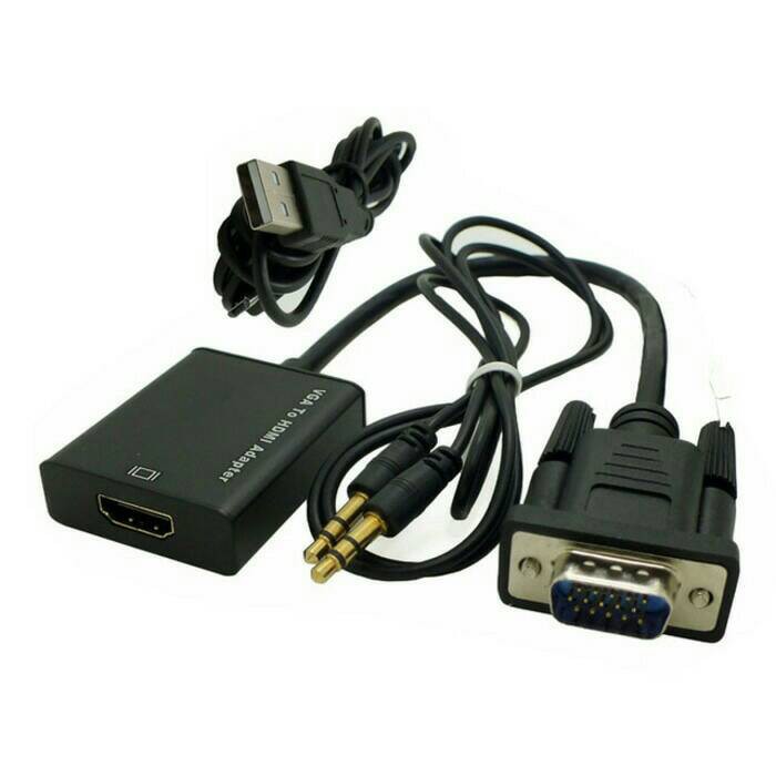 konverter vga male to hdmi female audio adapter