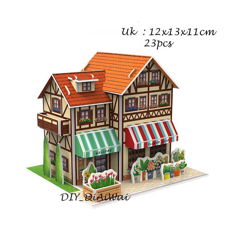 Puzzle 3D DIY bahan foam &amp; paper mainan puzzle edukasi anak - Flower Shop