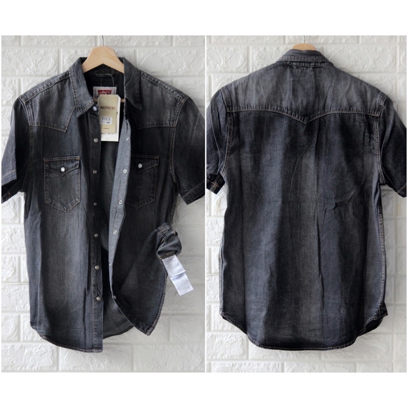 Kemeja Denim Pria High Quality Baju Kemeja Pria Import Kemeja Lengan Pendek Polos Pria Kemeja Jeans