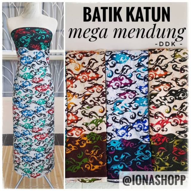 Kain batik katun halus meteran motif mega mendung DDK