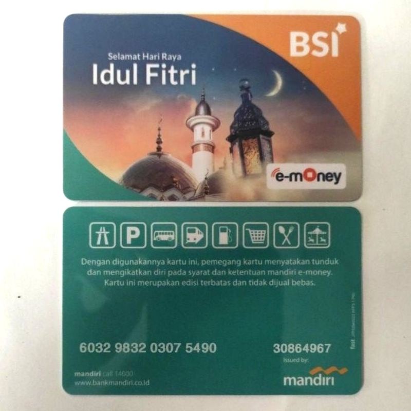 Mandiri eMoney Bank Syariah Indonesia (BSI) ORI /Like eTOLL Tapcash Flazz or Brizzi