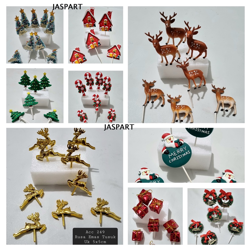 HIASAN KUE NATAL TUSUK KUE NATAL Cake Topper Hiasan Box Kue Pita Daun Cherry Natal Merry Christmas