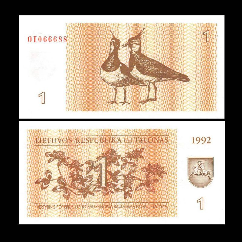 UANG ASING LITHUANIA 1 TALONU 1992 UNC ORIGINAL PRE EURO