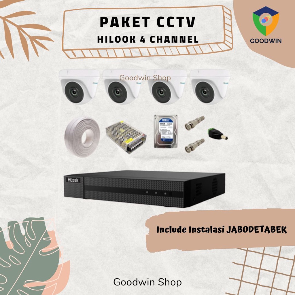 PAKET CCTV HILOOK 4 KAMERA.CCTV HILOOK 4 CHANNEL.INSTALASI CCTV DEPOK