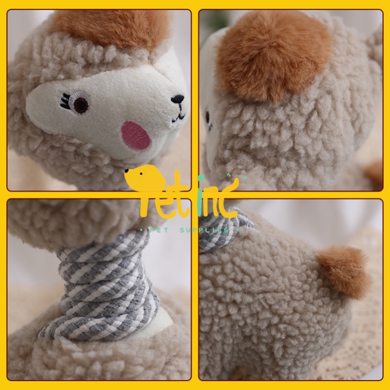 Llama glama camelidae squeaky toy with rope