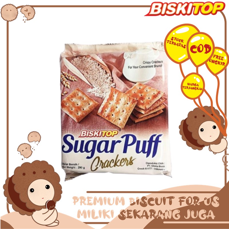 

BISKITOP - SUGAR PUFF 280gr Biskuit Kue Kering Anak Dewasa Enak Renyah Biscuit Rasa Gula Manis