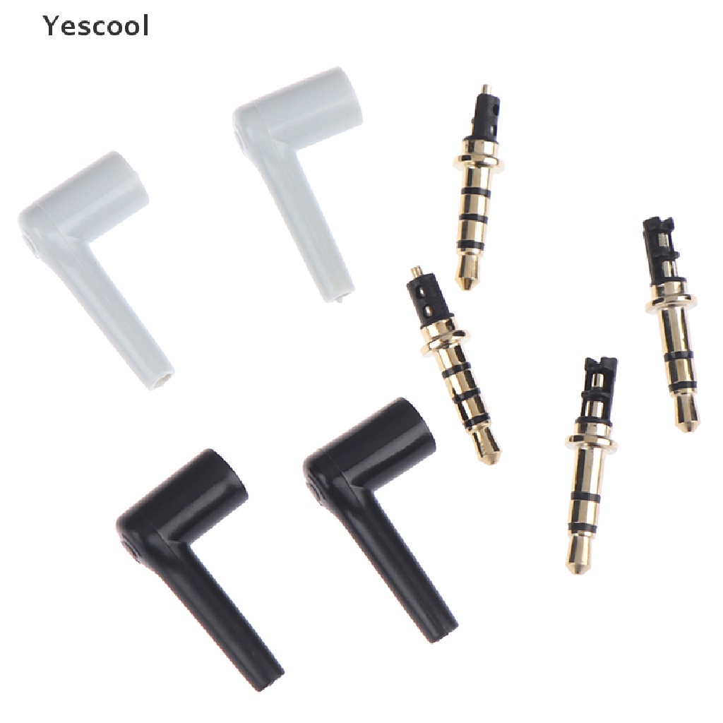 Yescool 2pcs / lot plug jack 3.5mm 90 Derajat 3 4 pole 3.5 Lapis Emas