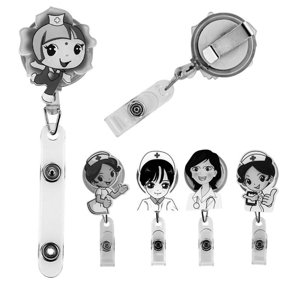 Lanfy Holder Kartu Nama Lucu 1PC Badge Reel Klip ID Name Card Doctor Card Holder Clip