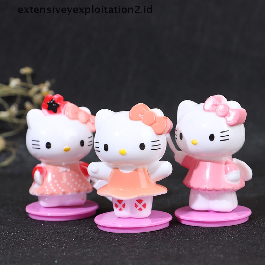 8pcs / set Boneka Hellokitty Handmade Untuk Dekorasi Kue