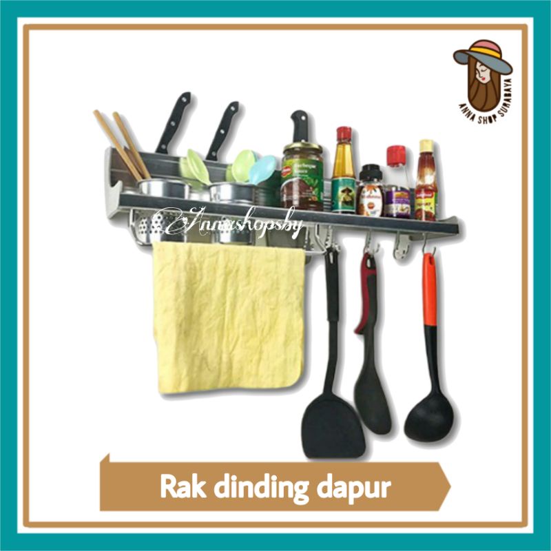 Rak Dapur Dinding Aluminium  | Tempat Bumbu Piasau Spatula Sendok