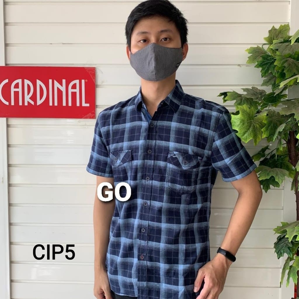 gof CIP CARDINAL KEMEJA CASUAL SLIMFIT Hem Pria Baju Cowok Pakaian Pria