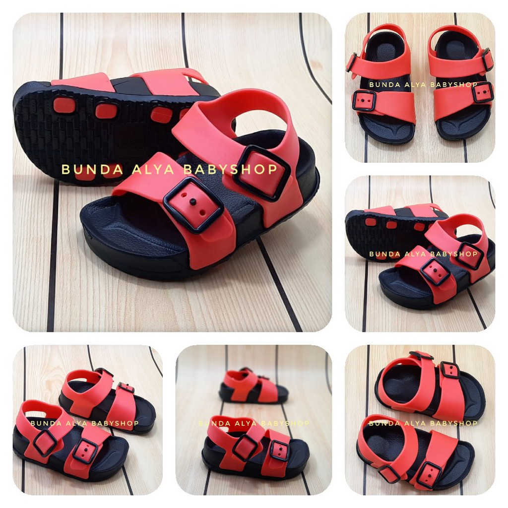 Sendal Anak Laki Laki Usia 2 3 4 Tahun ORANGE Karet Anti Licin - Sepatu Sandal Anak Cowok Karet Size 24 -29 Anti Licin