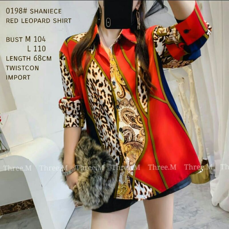 RedLeo Baju atasan blouse wanita import korea terbaru baju blouse kerja cewek import merah kekinian