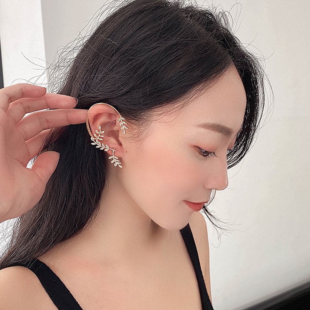 Hu Hu Hu Hu Hu Alat Bantu Pasang Kacamata♡ 1pc Anting Klip Tanpa Tindik Bentuk Daun Gaya Vintage Untuk Pesta