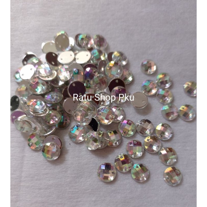 Payet Diamond Kristal Akrilik Jahit Grade A Bulat 8 - 14mm