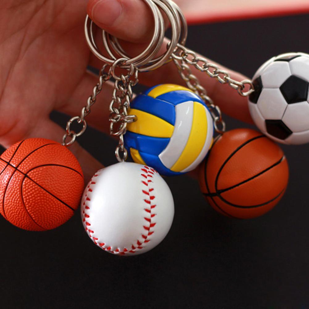 (Tk) 1pc Gantungan Kunci Bentuk Bola Voli / Basket / Sepak / Baseball Untuk Hadiah