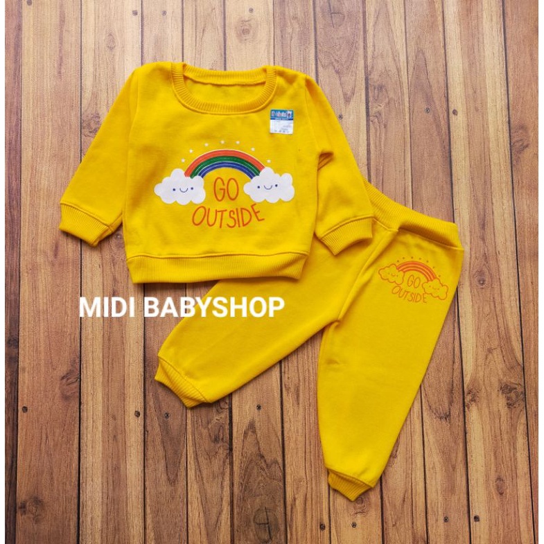 Setelan Jaket Bayi 1 - 2 Tahun / Setelan Sweater Bayi Motif Go Outside Halus dan Hangat