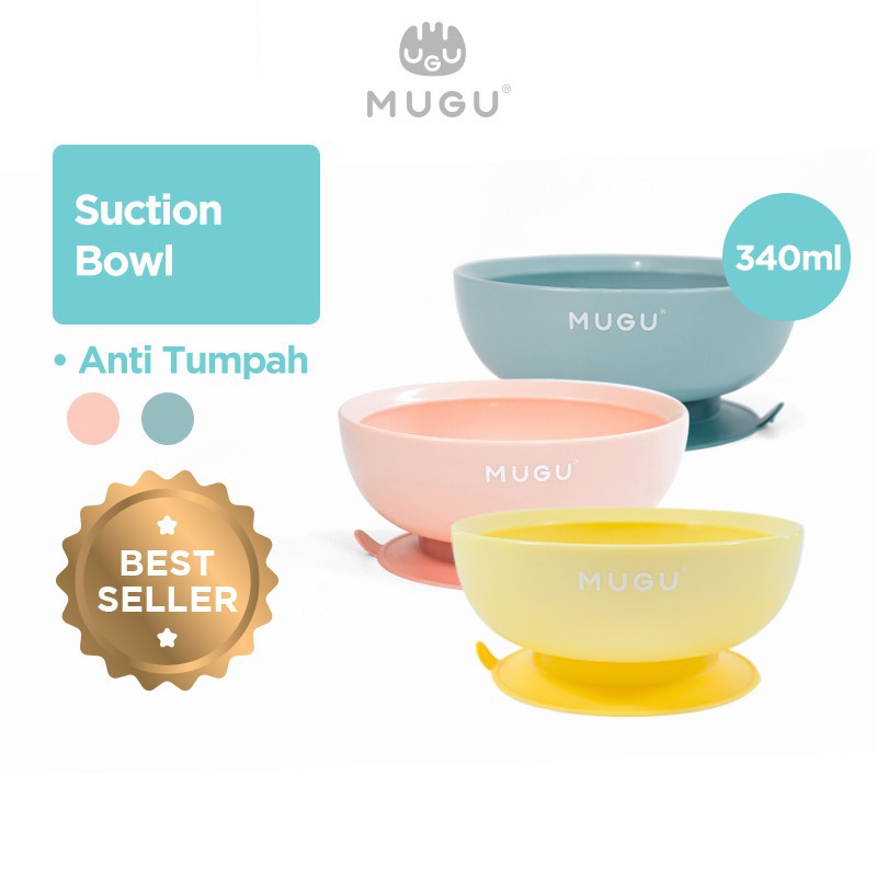 MUGU Suction Bowl Mangkok Makan Bayi Anak Anti Tumpah 340ml Dan 450ml